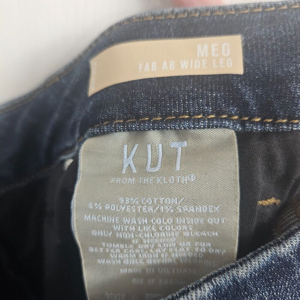 Kut From the Cloth Wide Leg Meg Women's Sz 2 Dark Wash Ab Fab - Picture 2 of 11